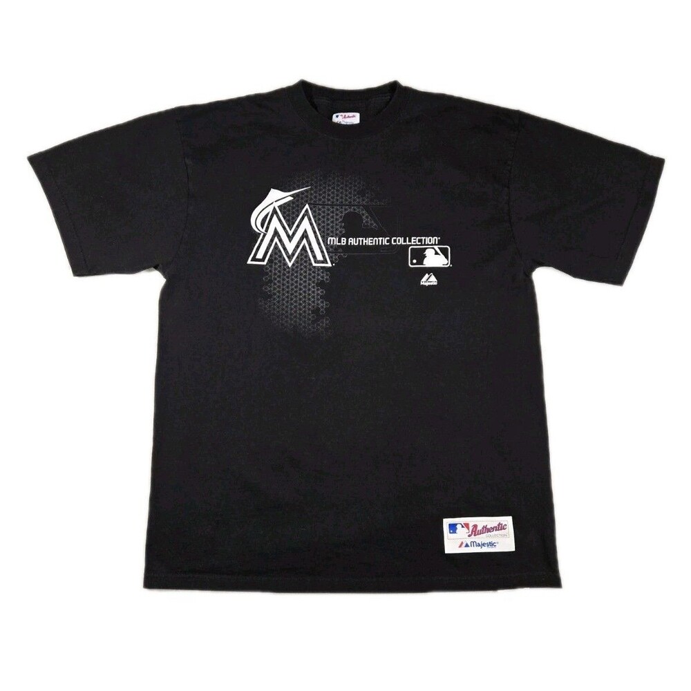 Mens MLB Miami Marlins Short Sleeve T Shirt Black Large